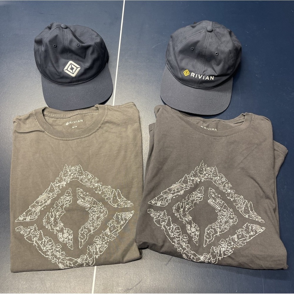 Lot Of Rivian Apparel 2 T-shirts Size Medium And 2 Hats
